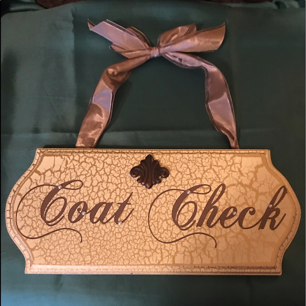 Beautiful gold COAT CHECK sign